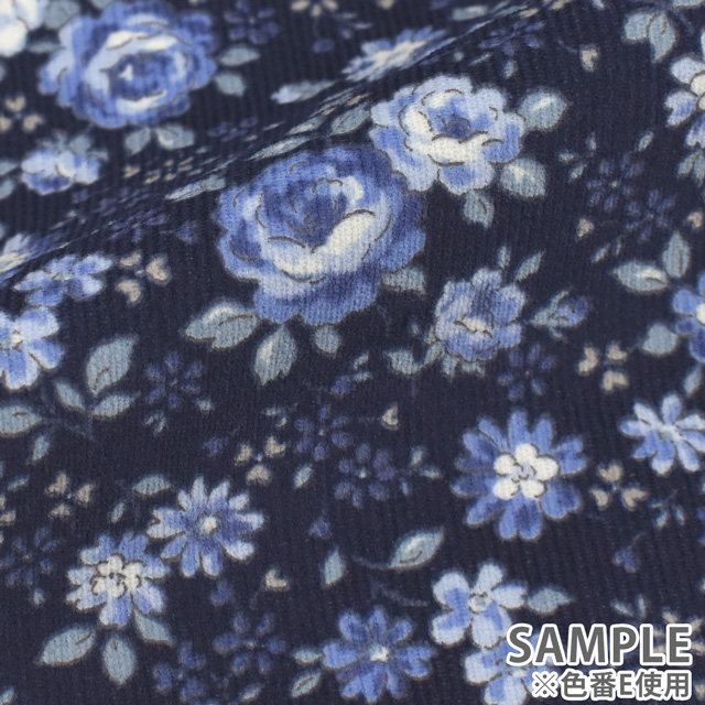 生地 シャツコールプリント/コーデュロイ(HSK572) E.ネイビー 99Zz99_