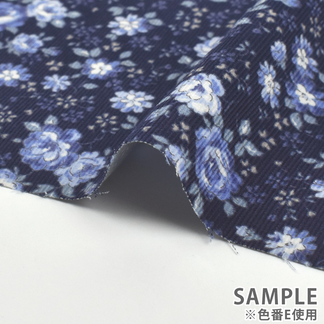 生地 シャツコールプリント/コーデュロイ(HSK572) E.ネイビー 99Zz99_
