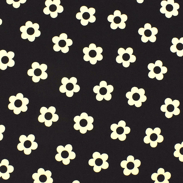 生地 オックスプリント フラワー(HSK715) F.黒×キナリ 09Ae99_