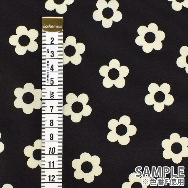 生地 オックスプリント フラワー(HSK715) F.黒×キナリ 09Ae99_