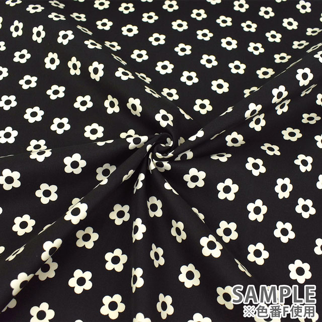 生地 オックスプリント フラワー(HSK715) F.黒×キナリ 09Ae99_