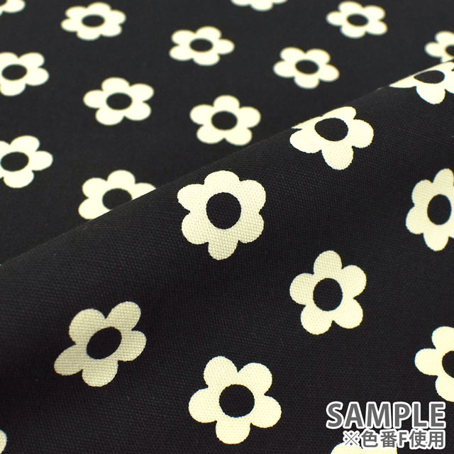 生地 オックスプリント フラワー(HSK715) F.黒×キナリ 09Ae99_