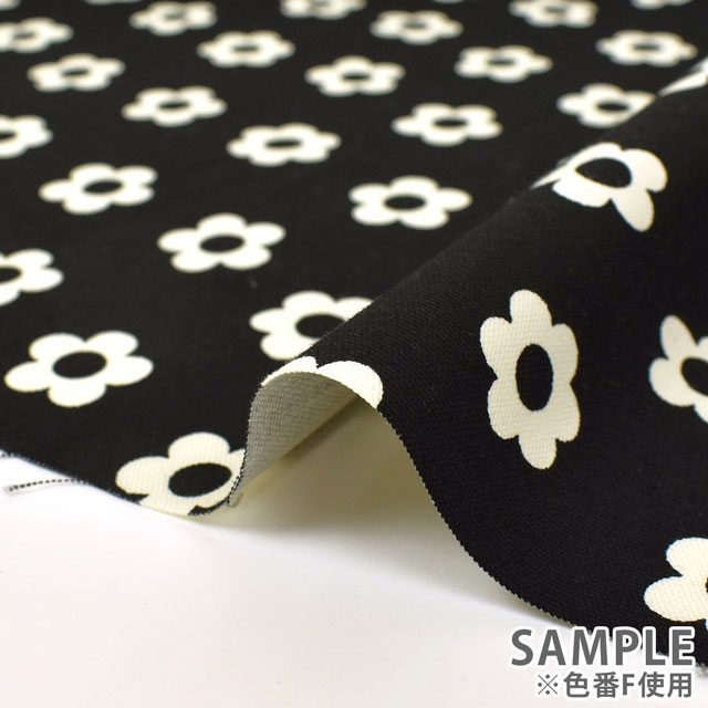 生地 オックスプリント フラワー(HSK715) F.黒×キナリ 09Ae99_