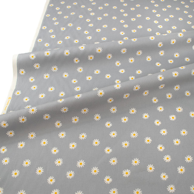 生地 オックスプリント デイジー柄(HSK757) D.グレー 99Zz99_