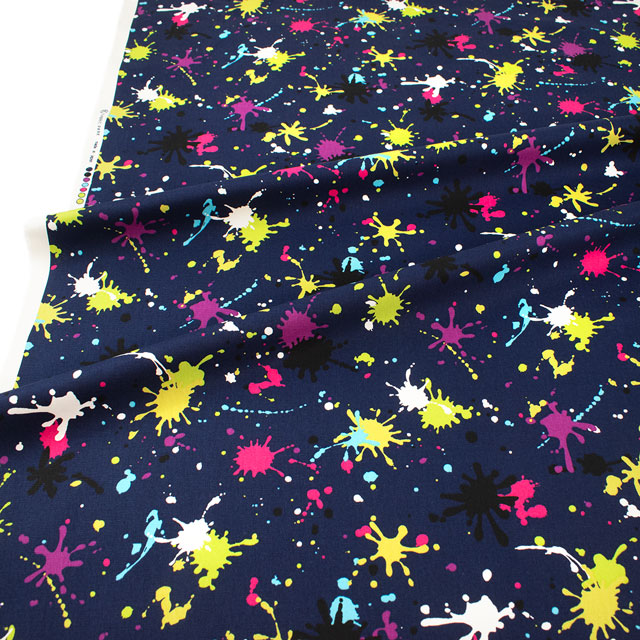 生地 オックスプリント ペイント柄(HSK762) A.ネイビー 09Ae99_