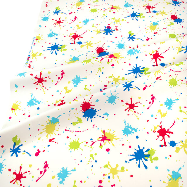 生地 オックスプリント ペイント柄(HSK762) D.ホワイト 09Ae99_