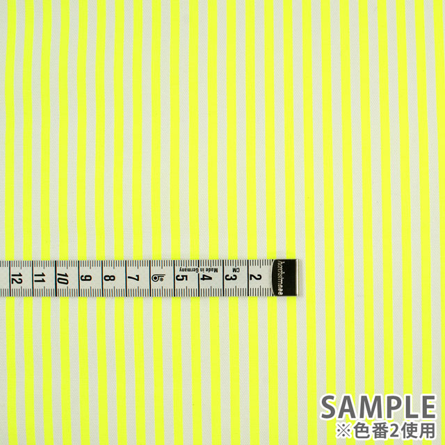 生地 蛍光ストライププリント/オックス(HSK995) 3.蛍光グリーン 09Bk23_
