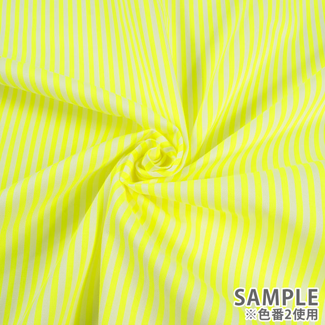生地 蛍光ストライププリント/オックス(HSK995) 3.蛍光グリーン 09Bk23_
