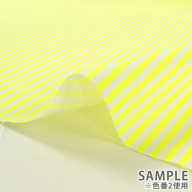 生地 蛍光ストライププリント/オックス(HSK995) 3.蛍光グリーン 09Bk23_