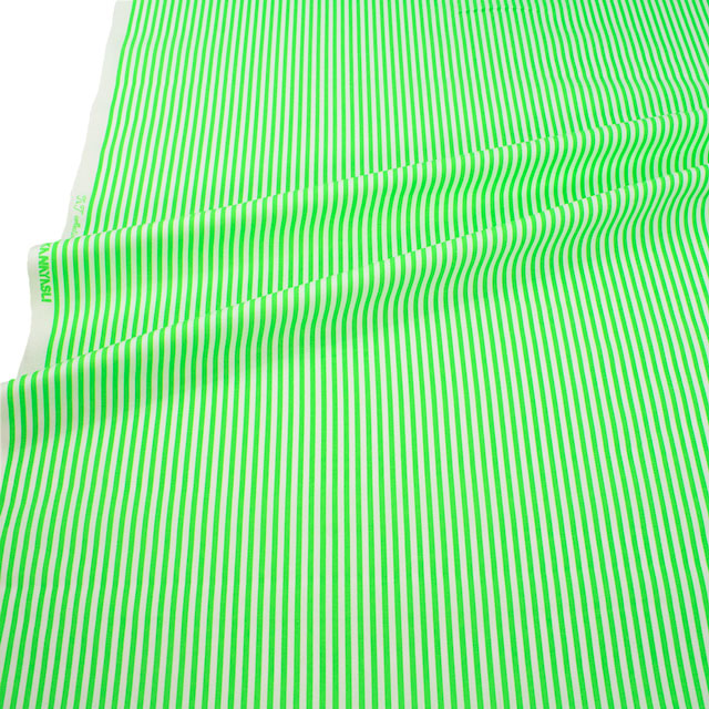 生地 蛍光ストライププリント/オックス(HSK995) 3.蛍光グリーン 09Bk23_