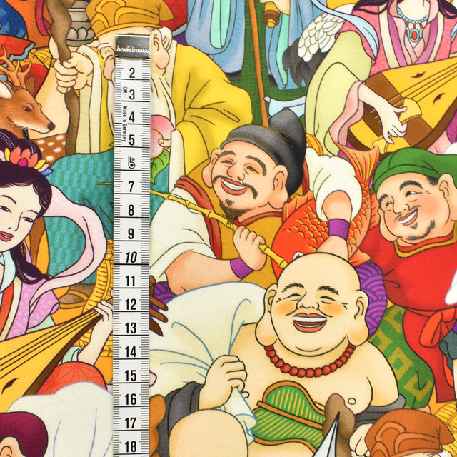 生地 インクジェットプリント/シーチング(KOM001) 1.七福神 09Ag17_