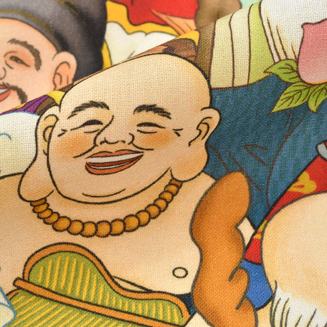 生地 インクジェットプリント/シーチング(KOM001) 1.七福神 09Ag17_