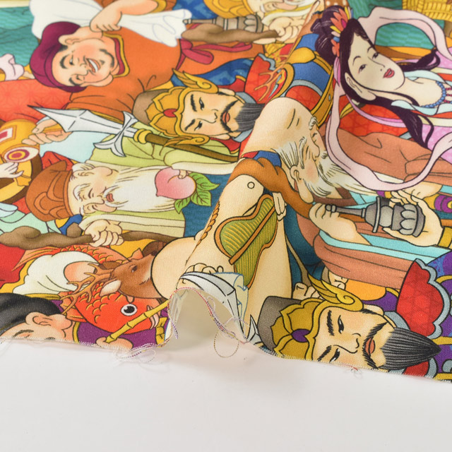 生地 インクジェットプリント/シーチング(KOM001) 1.七福神 09Ag17_