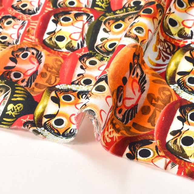 生地 インクジェットプリント/シーチング(KOM002) 2.だるま 09Ag17_