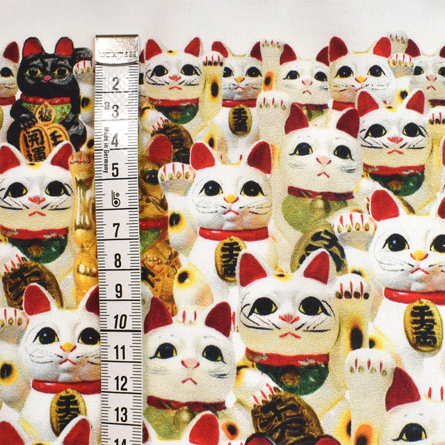生地 インクジェットプリント/シーチング(KOM003) 3.招き猫 09Ae99_