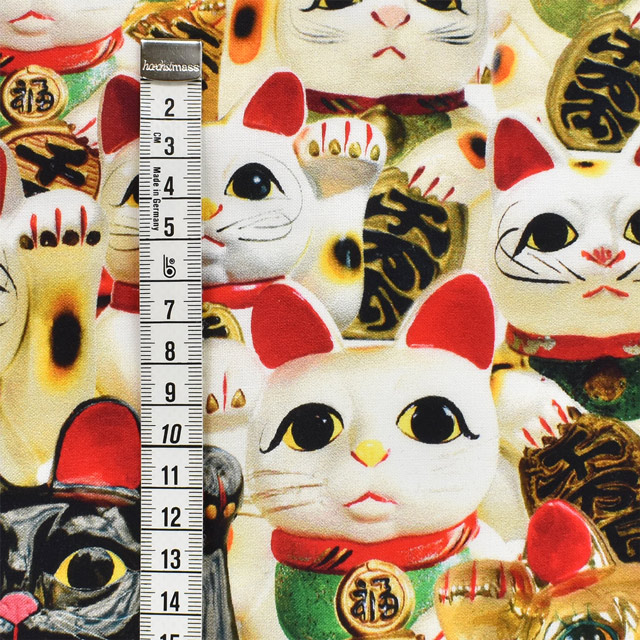 生地 インクジェットプリント/シーチング(KOM003) 3.招き猫 09Ae99_