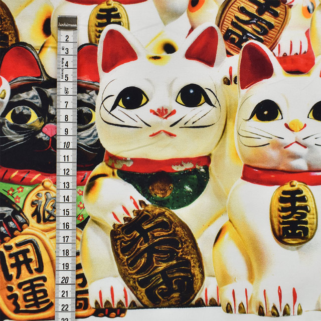 生地 インクジェットプリント/シーチング(KOM003) 3.招き猫 09Ae99_