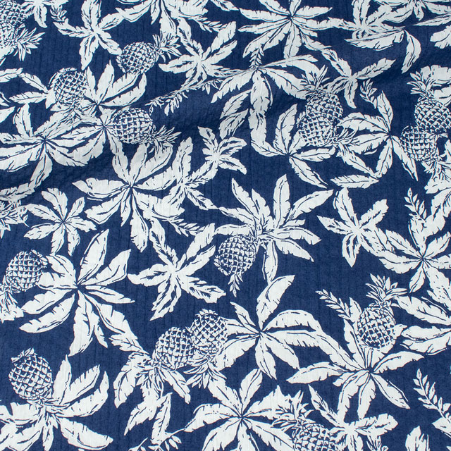 生地 60ローン ミラクルウェーブプリント/リップル パイナップル(KCP606MW) 446GB.ブルー 09Ae99_