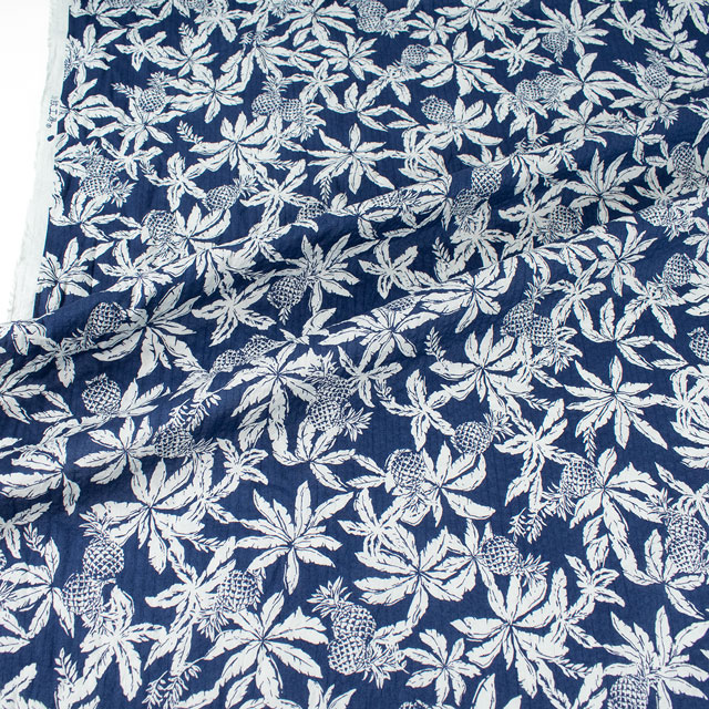 生地 60ローン ミラクルウェーブプリント/リップル パイナップル(KCP606MW) 446GB.ブルー 09Ae99_