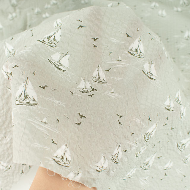 生地 80ローン ミラクルウェーブプリント/リップル ヨット(KCP808MW) 678A.グレー 09Ae99_