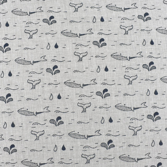 生地 コットンジャガード くじらの水遊び(KFJ-04) 4.ネイビー 99Zz99_