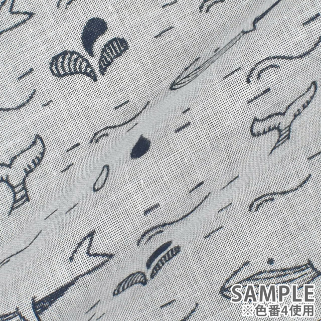 生地 コットンジャガード くじらの水遊び(KFJ-04) 4.ネイビー 99Zz99_