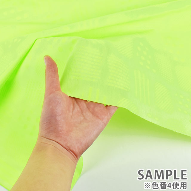 生地 コットンジャガード Circle&line 蛍光(KFJ-05) 1.イエロー 99Zz99_