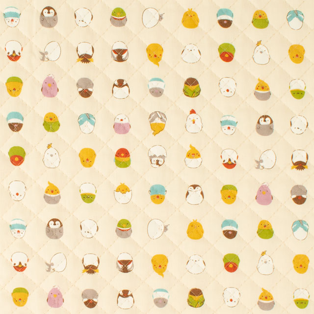 生地 キッズランド 小鳥/キルティング(AQ25001) 1A.生成 09Ae99_