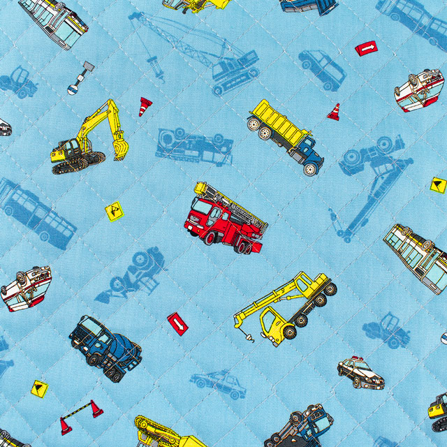 生地 キッズランド 働く車/キルティング(AQ25111) 11B.サックス 09Ae99_