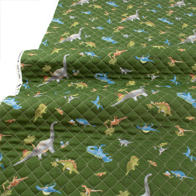 生地 キッズランド 恐竜/キルティング(AQ25111) 13D.グリーン 09Ae99_