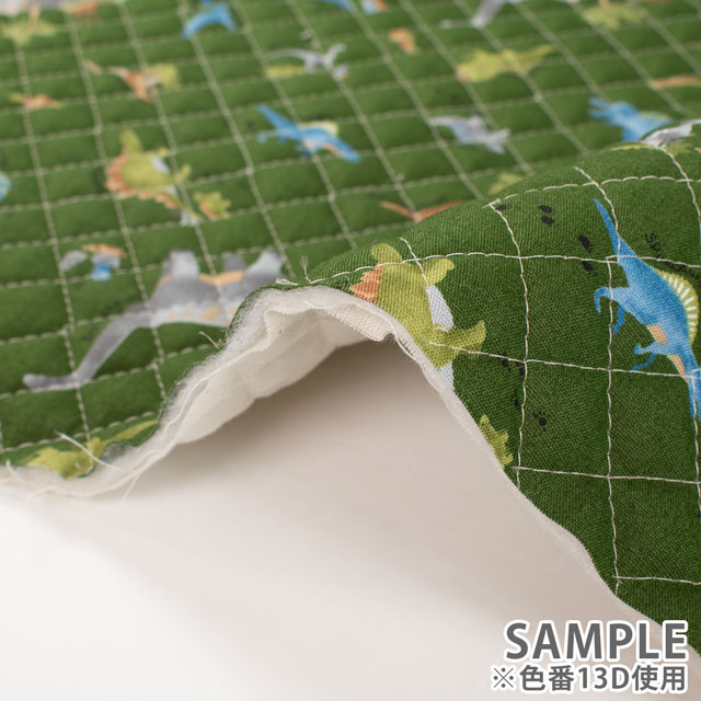 生地 キッズランド 恐竜/キルティング(AQ25111) 13D.グリーン 09Ae99_