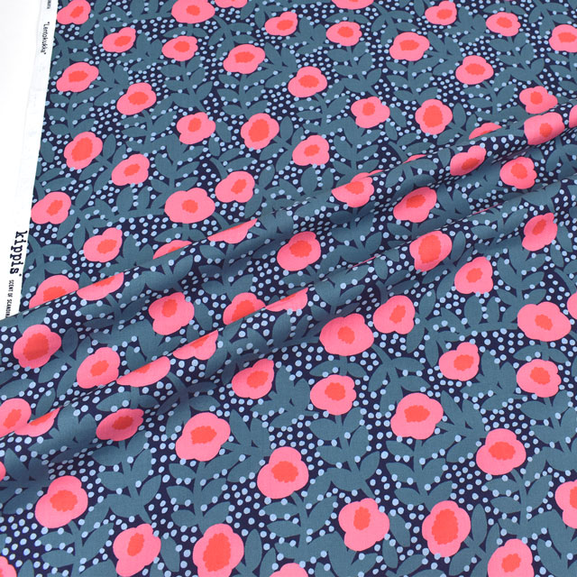 生地 kippis-キッピス- Lentokukka 飛ぶ花/シーチング (KPS) 38A.ピンク×ネイビー 99Zz99j