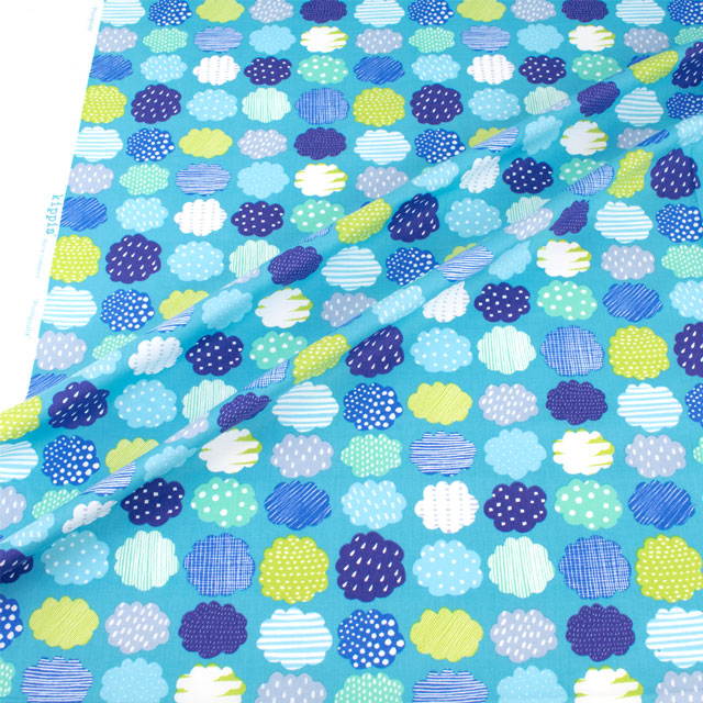 生地 kippis-キッピス- Puolipouta 晴れときどき雲/シーチング (KPS) 11H.ブルー×イエロー 09Ac04j