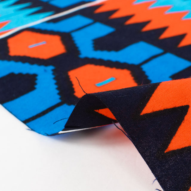 生地 アフリカ布 キテンゲ 24SS 1.ブルー×オレンジ 09Ae99_