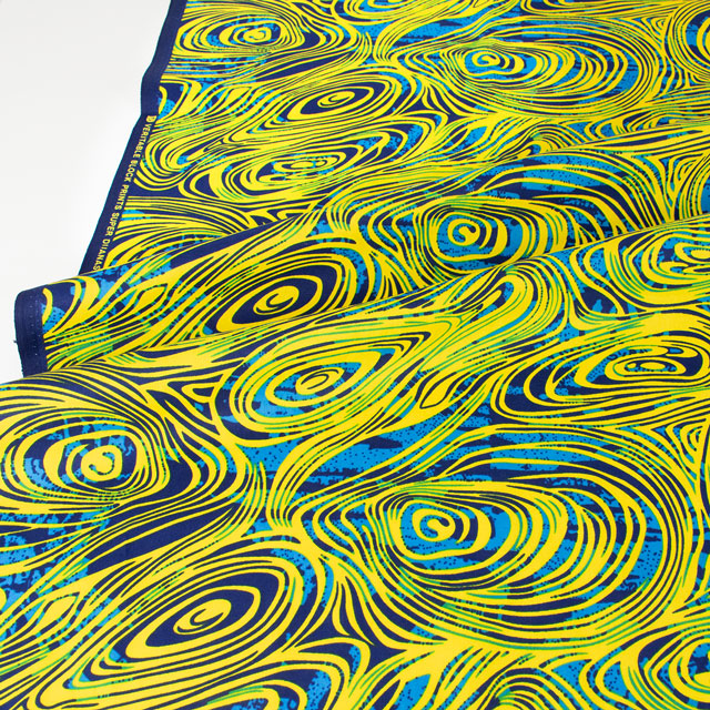生地 アフリカ布 キテンゲ 24SS 2.ブルー×イエロー 09Ae99_