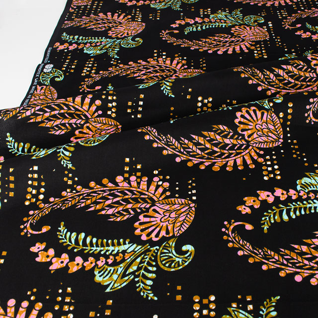 生地 アフリカ布 キテンゲ 24SS 4.ブラック×ピンク 09Ae99_