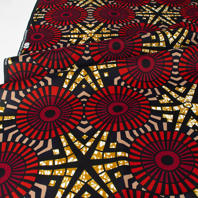 生地 アフリカ布 キテンゲ 24SS 5.ブラック×レッド 09Ae99_