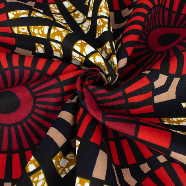 生地 アフリカ布 キテンゲ 24SS 5.ブラック×レッド 09Ae99_