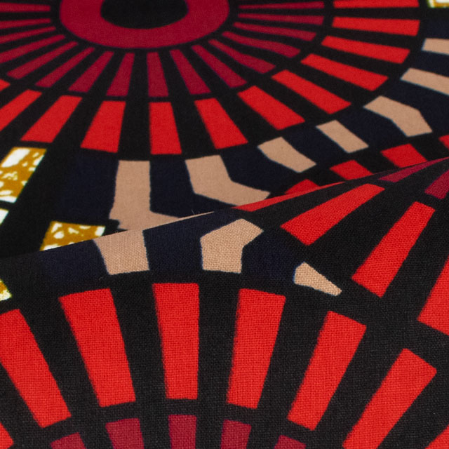 生地 アフリカ布 キテンゲ 24SS 5.ブラック×レッド 09Ae99_