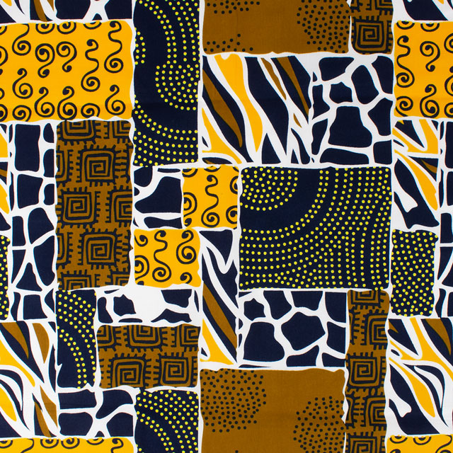 生地 アフリカ布 キテンゲ 24SS 6.ブラック×イエロー 09Ae99_