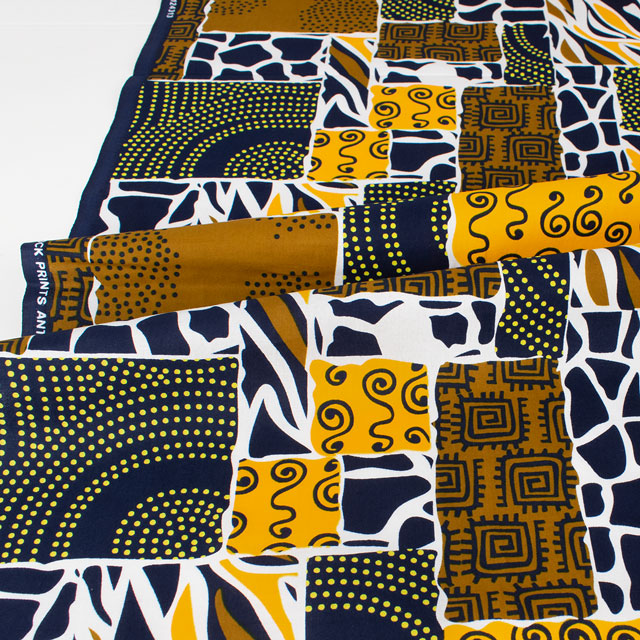生地 アフリカ布 キテンゲ 24SS 6.ブラック×イエロー 09Ae99_