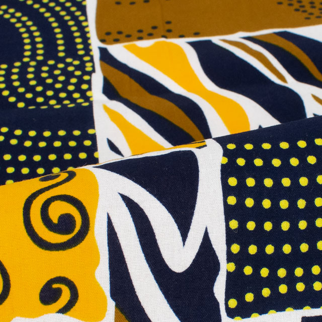 生地 アフリカ布 キテンゲ 24SS 6.ブラック×イエロー 09Ae99_