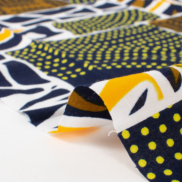 生地 アフリカ布 キテンゲ 24SS 6.ブラック×イエロー 09Ae99_