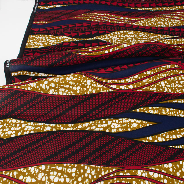 生地 アフリカ布 キテンゲ 24SS 9.マスタード×レッド 09Ae99_