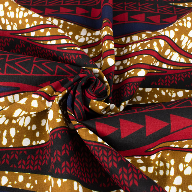 生地 アフリカ布 キテンゲ 24SS 9.マスタード×レッド 09Ae99_