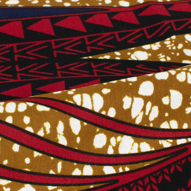 生地 アフリカ布 キテンゲ 24SS 9.マスタード×レッド 09Ae99_