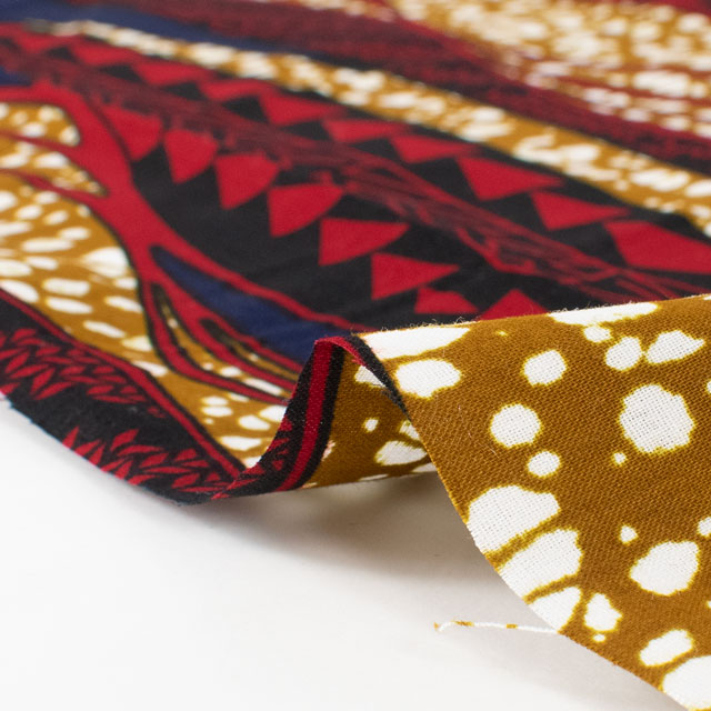 生地 アフリカ布 キテンゲ 24SS 9.マスタード×レッド 09Ae99_