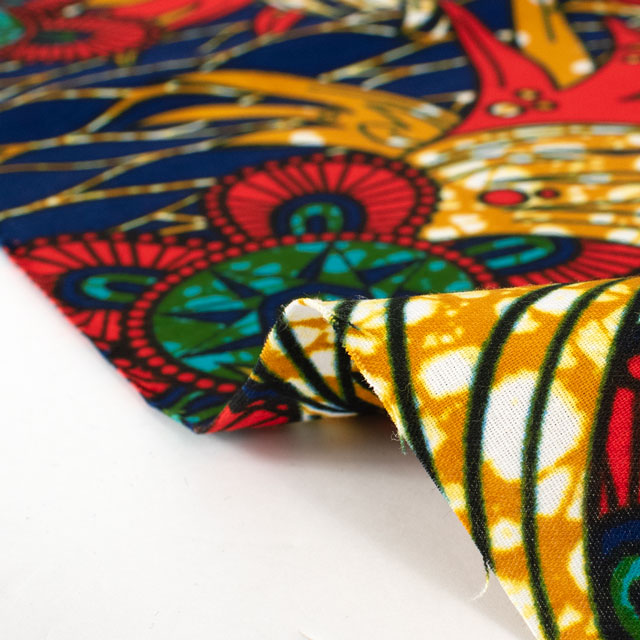 生地 アフリカ布 キテンゲ 24SS 10.ネイビー×オレンジ 09Ae99_