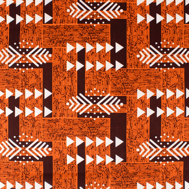 生地 アフリカ布 キテンゲ 24SS 14.ブラック×オレンジ 09Ae99_