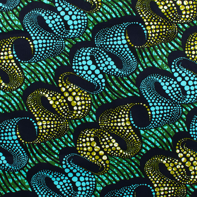 生地 アフリカ布 キテンゲ 24SS 18.グリーン×ブルー 09Ae99_